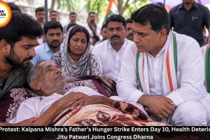 Rewa Protest: Kalpana Mishra’s Father’s Hunger Strike Enters Day 10, Health Deteriorates; Jitu Patwari Joins Congress Dharna